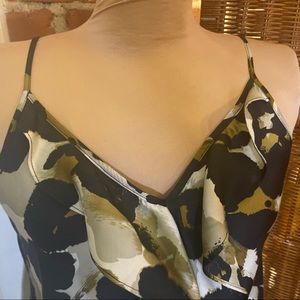 CABI Women’s Ingenue Leopard Print Ruffle Cami Shirt Tunic Top Medium